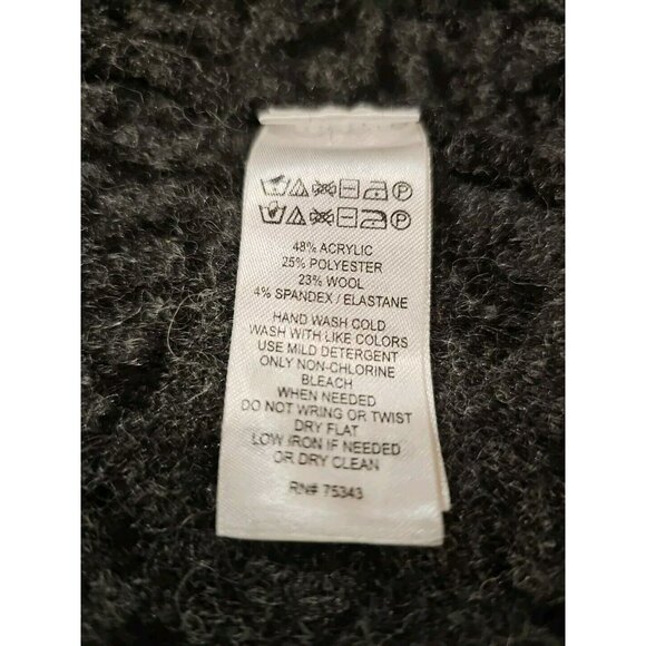 Tahari Wool Blend Sweater Wrap Cardigan Women's LRG Black Floral Warm Comfy Cowl - Picture 4 of 10